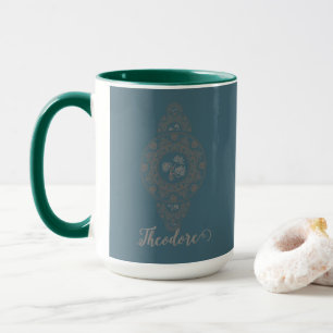 Personalised Gold Rococo Lotus Ornamental Mandala Mug