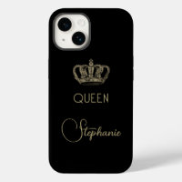 Personalised Gold Royalty Queen on Black