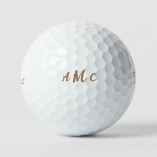 Personalised Gold Script Monogram Titleist Pro VI Golf Balls (Front)