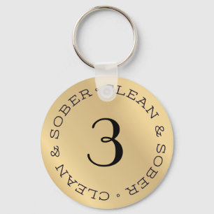Personalised Gold Sobriety Anniversary Key Chain