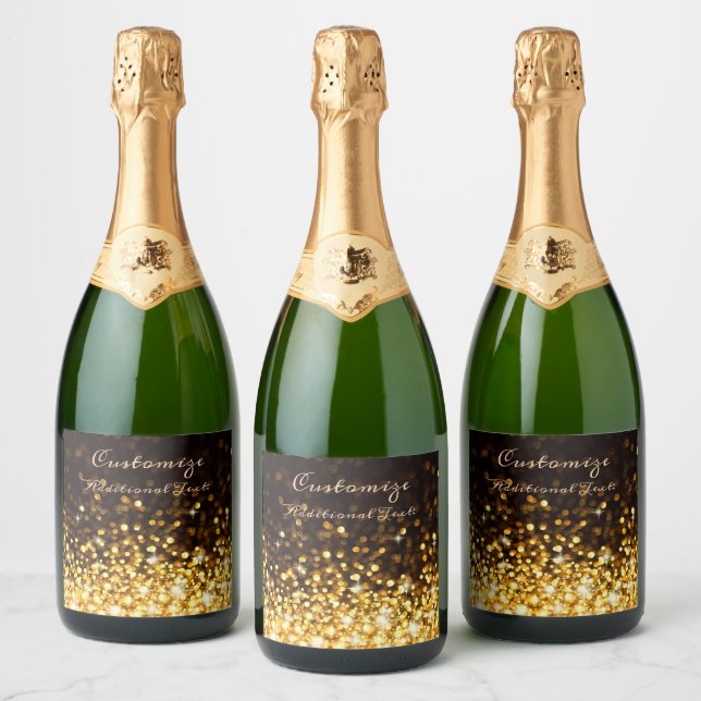 Personalised Gold Sparkle Sparkling Wine Label (Bottles)