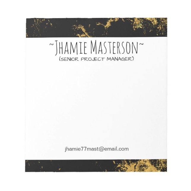 Personalised Gold Splash Marbled Notepad (Front)