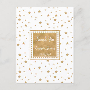Personalised Gold Star Glitter Sparkle Thank You Postcard