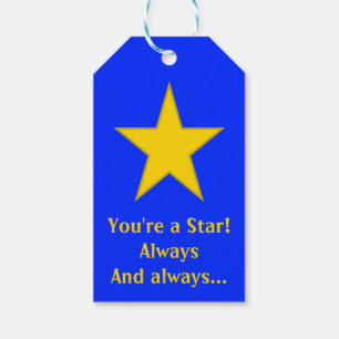 Personalised Gold Star of Excellence on Royal Blue Gift Tags