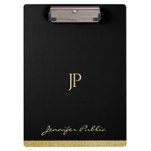 Personalised Gold Text Custom Name Monogram Modern Clipboard