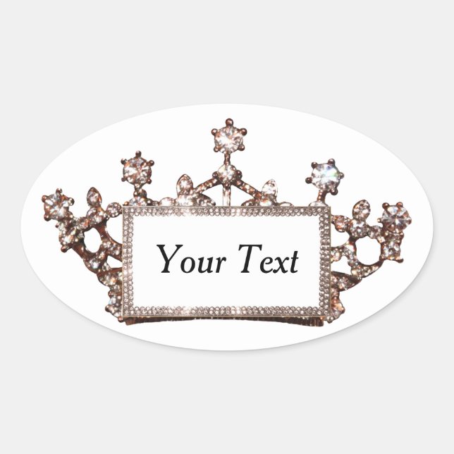 Personalised “Gold Tiara” Oval Sticker (Front)
