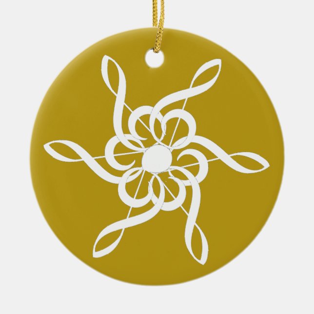 Personalised Gold Treble Clef Snowflake Musical Ceramic Ornament (Front)
