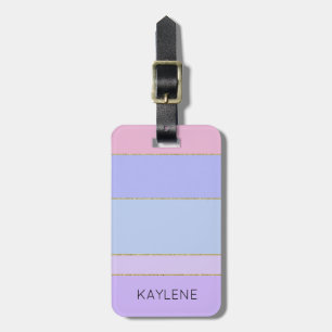 Personalised Gold Trim Colour Stripes Luggage Tag