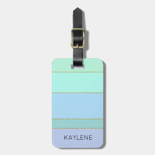 Personalised Gold Trim Colour Stripes Luggage Tag