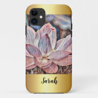 Personalised Gold Trimmed Lotus Flower