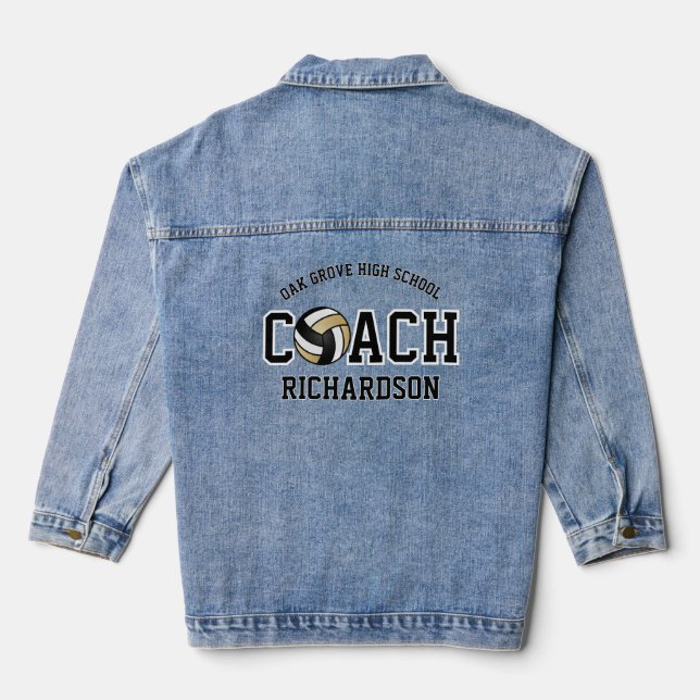 Personalised Gold Volleyball Coach Denim Jacket (Back)