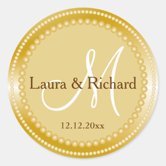 Personalised Gold Wedding Monogram Seals (Front)