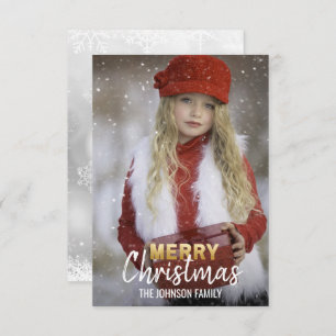 Personalised Gold White Christmas Holiday   PHOTO Invitation