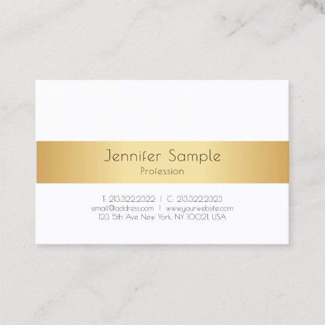 Personalised Gold White Elegant Modern Template Business Card (Front)