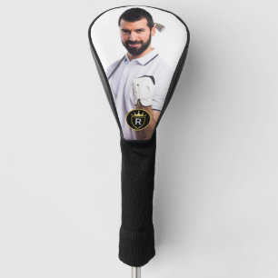 Personalised Gold & White Monogram Photo Golf Head Cover