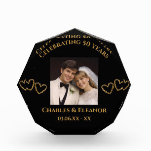 Personalised Golden 50th Anniversary Photo Gift Block