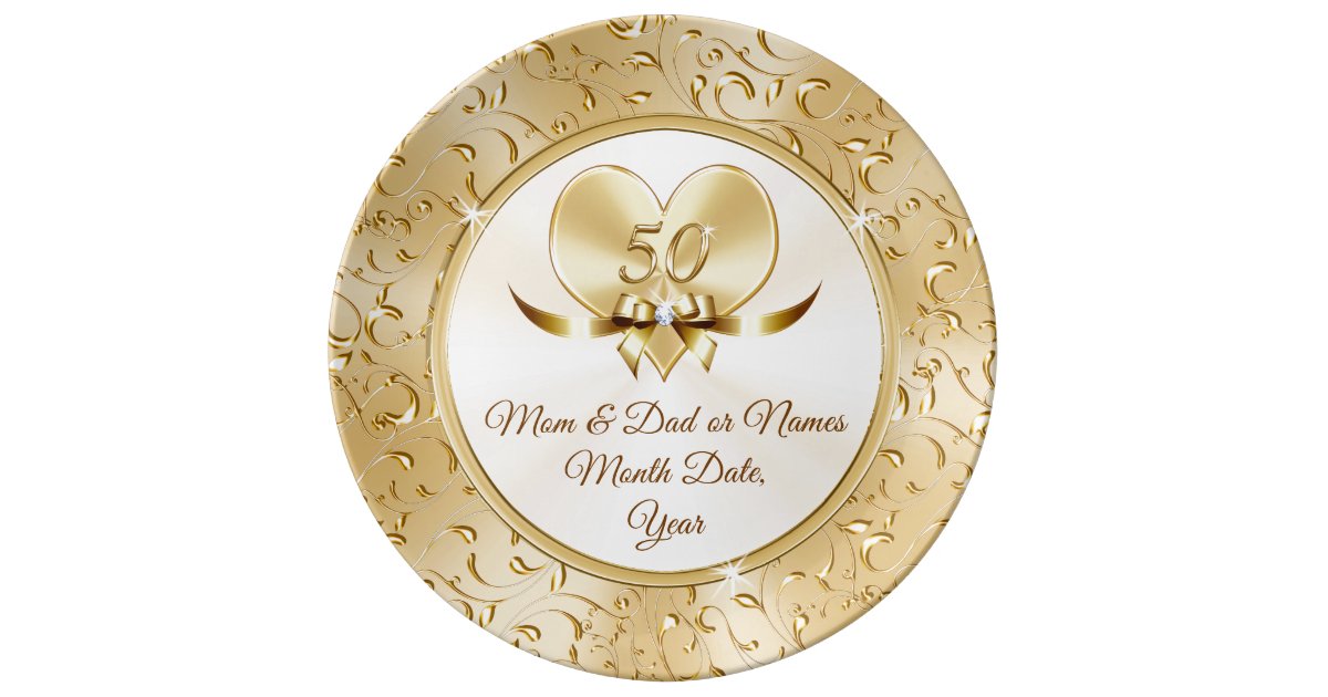 Anniversary Personalised Gifts
 Personalised Golden Anniversary Gifts for Parents Plate