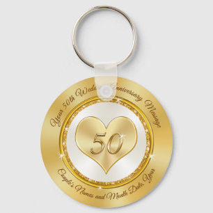 Personalised Golden Anniversary Party Favours Key Ring