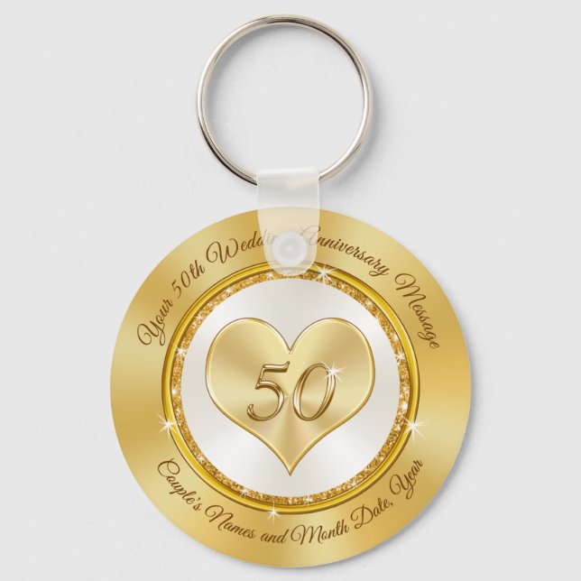 Personalised Golden Anniversary Party Favours Key Ring (Front)