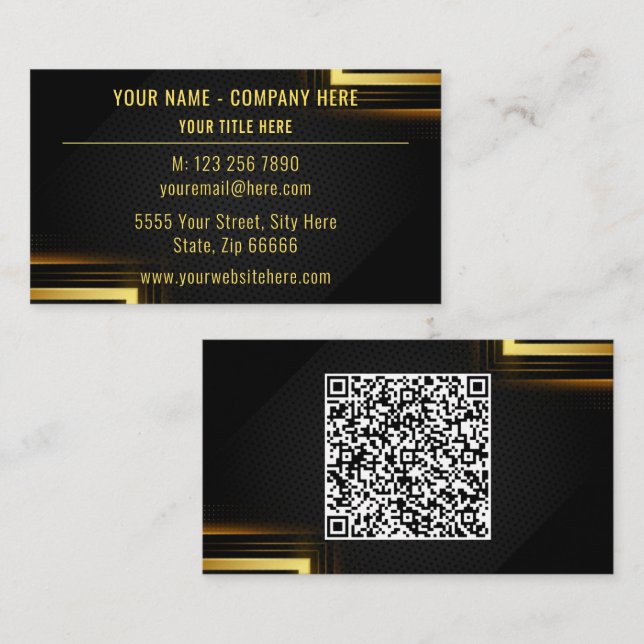 Personalised Golden Black QR Code Business Card (Front/Back)
