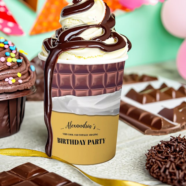Personalised Golden Chocolate Candy Bar Party Paper Cups (Creator Uploaded)