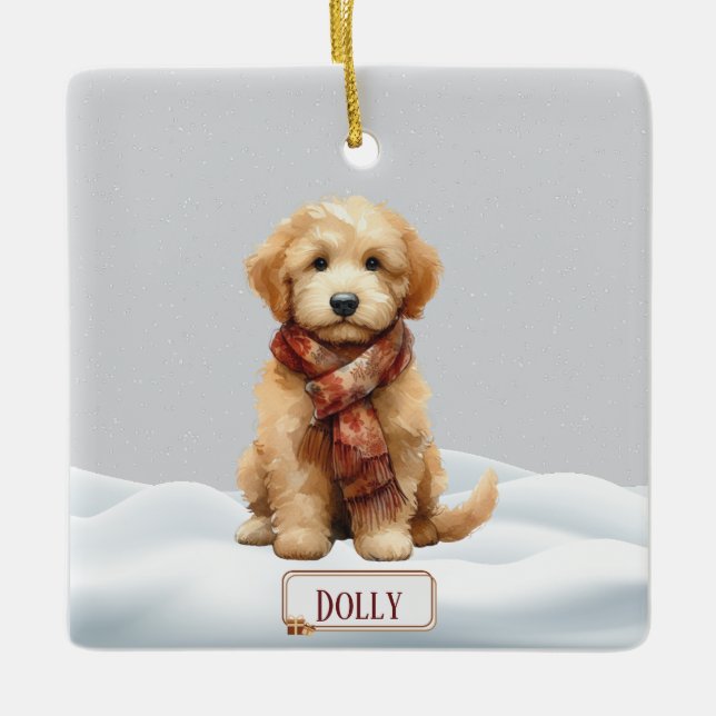 Personalised Golden Doodle Christmas Ornament (Front)