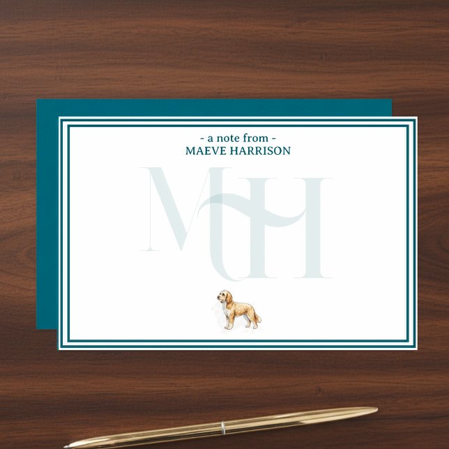 Personalised Golden Doodle Note Monogram Stationery (Gift custom stationery to the dog lover in your life! )