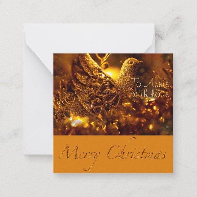 Personalised golden dove Christmas traditional  Card (Front)
