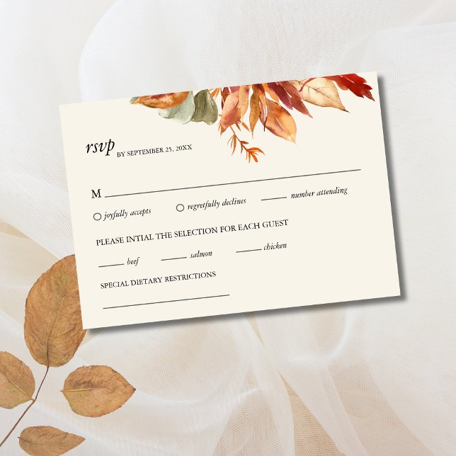 Personalised Golden Fall Leaves RSVP Card (Creator Uploaded)