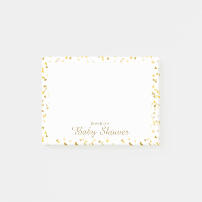 Personalised Golden Heart Baby Shower Planner Post-it Notes (Front)