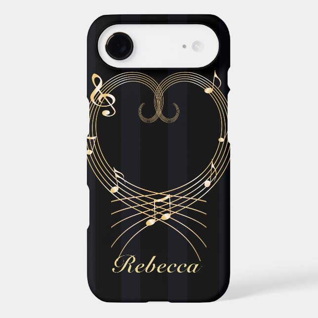 Personalised Golden Heart Musical Notes Case-Mate iPhone Case (Back)