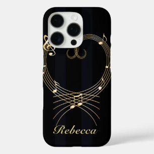 Personalised Golden Heart Musical Notes iPhone 16 Pro Case