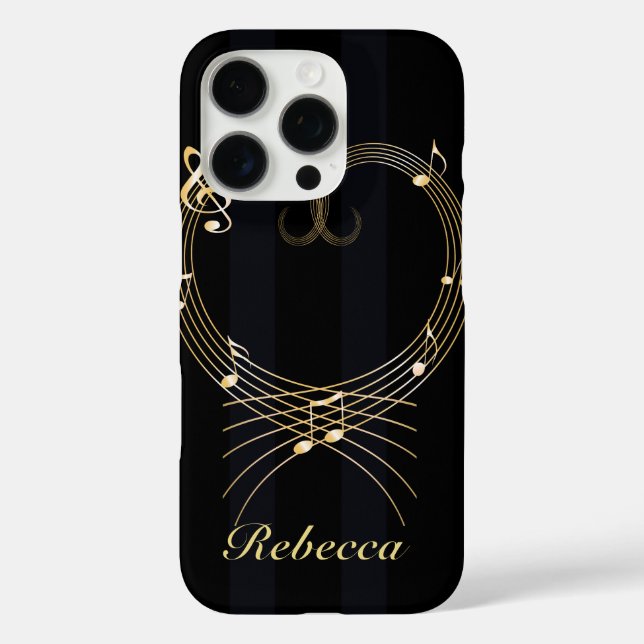 Personalised Golden Heart Musical Notes Case-Mate iPhone Case (Back)