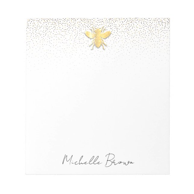 Personalised Golden Honey Bee Notepad (Front)