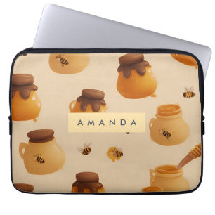 Personalised Golden Honey Pot Pattern Laptop Sleeve