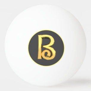 Personalised Golden Letter B Ping Pong Ball