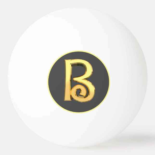 Personalised Golden Letter B Ping Pong Ball (Front)