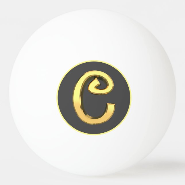 Personalised Golden Letter C Ping Pong Ball (Front)