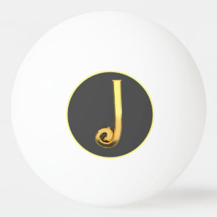 Personalised Golden Letter J Ping Pong Ball