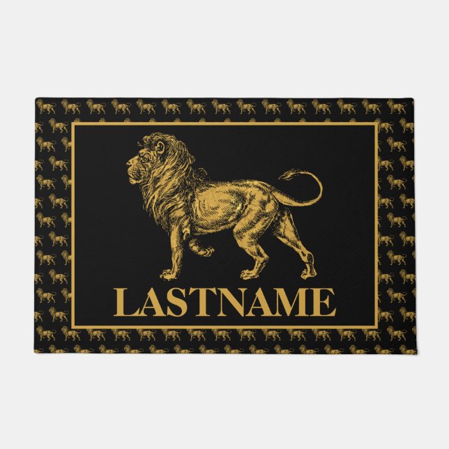 Personalised Golden Lion Doormat (Front)