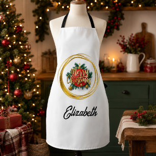 Personalised Golden Merry Christmas Apron