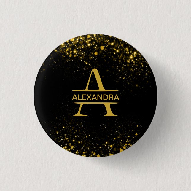 Personalised Golden Monogram Letter A   3 Cm Round Badge (Front)
