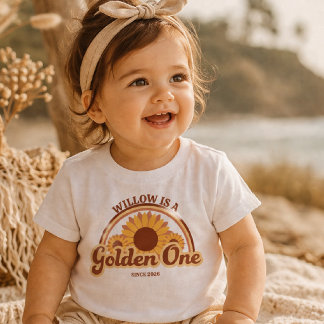 Personalised Golden One Birthday Shirt Girl Retro
