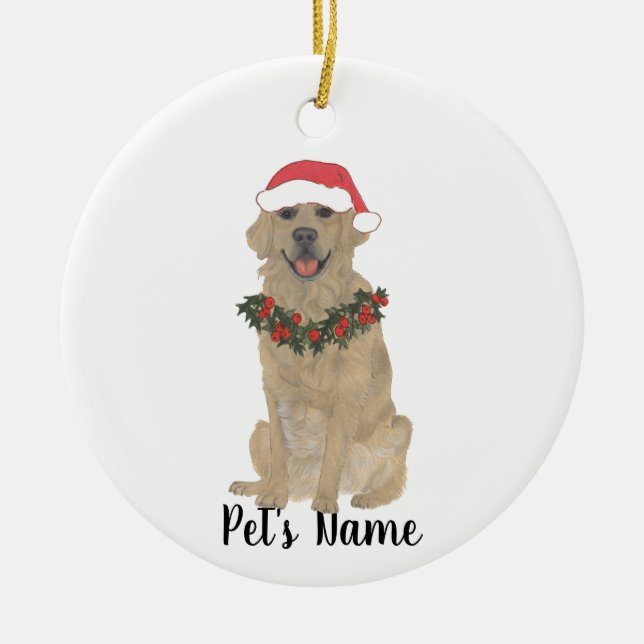 Personalised Golden Retriever Ceramic Ornament (Front)