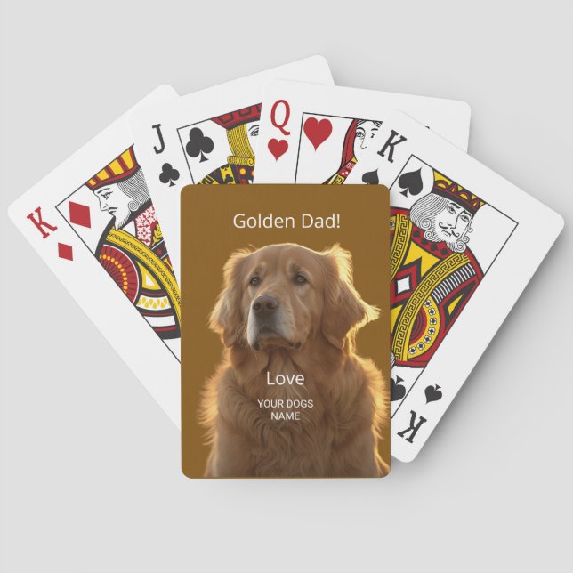 Personalised Golden Retriever Dad Playing Cards (Back)
