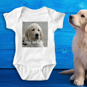Personalised Golden Retriever Dog Photo and Name Baby Bodysuit