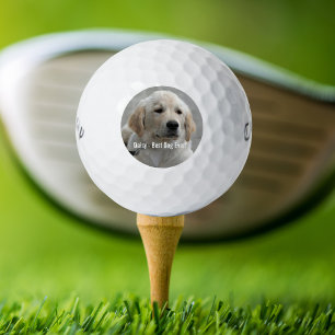 Personalised Golden Retriever Dog Photo and Name Golf Balls