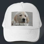 Personalised Golden Retriever Dog Photo and Name Trucker Hat<br><div class="desc">Personalise this Golden Retriever Dog keepsake with your dog's or puppy's photo and name (or other pet or person's photo/name). Text reads "Best Dog Ever" or add your own text - We love Daisy (your dog's name), dog's birthday or day of passing. Just click on "customise" to add your personalised...</div>