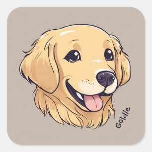 Personalised Golden Retriever Dog Square Sticker