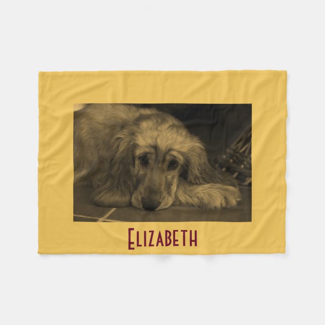 Personalised Golden Retriever Fleece Blanket (Front (Horizontal))